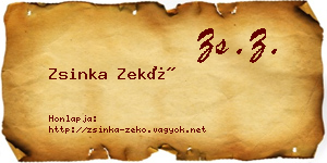 Zsinka Zekő névjegykártya
